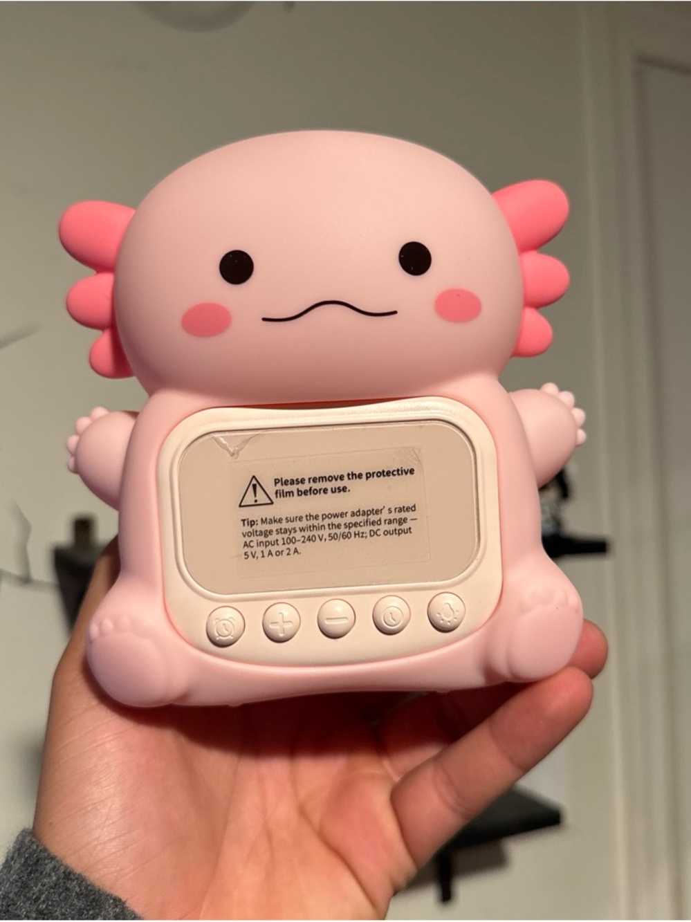 Pink Axolotl Night Light Clock Alarm / Speaker